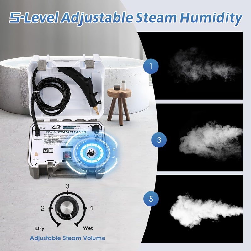Hapyvergo 1500W High-Pressure Steam Cleaner, Quick 15s Heat-Up, 230℉ Powerful Steam for Grout, Tile, Home, Auto, Car Detailing, Kitchen, Bathroom Cleaning - 110V - Image 4